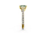 Yellow gold Fancy Green Radiant  Brilliant Diamond Solitaire with Pavé Band and Four-Prong Setting 3