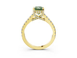 Yellow gold Fancy Green Radiant  Brilliant Diamond Solitaire with Pavé Band and Four-Prong Setting 4