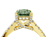 Yellow gold Fancy Green Radiant  Brilliant Diamond Solitaire with Pavé Band and Four-Prong Setting 5