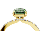 Yellow gold Fancy Green Radiant  Brilliant Pavé Band Solitaire with Four-Prong Setting_45