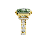 Yellow gold Fancy Green Radiant  Brilliant Pavé Band Solitaire with Four-Prong Setting_46