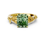Yellow gold Fancy Green Radiant  Brilliant Solitaire with Leaf Motif Band and Four-Prong Setting_61
