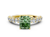 Yellow gold Fancy Green Radiant  Brilliant Solitaire with Pavé Band and Four-Prong Setting_42