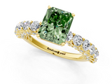Yellow gold Fancy Green Radiant  Brilliant Solitaire with Pavé Band and Four-Prong Setting_43