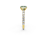 Yellow gold Fancy Green Radiant  Brilliant Solitaire with Pavé Band and Four-Prong Setting_44