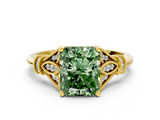 Yellow gold Fancy Green Radiant  Brilliant Solitaire with Pave Band and Four-Prong Setting_20