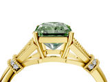 Yellow gold Fancy Green Radiant  Brilliant Solitaire with Pave Band and Four-Prong Setting_24