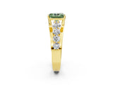 Yellow gold Fancy Green Radiant  Brilliant Solitaire with Side Stones on a Pave Band and Four-Prong Setting_26