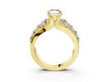 Yellow gold Fancy Green Radiant  Brilliant Solitaire with Side Stones on a Pave Band and Four-Prong Setting_27