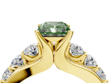 Yellow gold Fancy Green Radiant  Brilliant Solitaire with Side Stones on a Pave Band and Four-Prong Setting_28