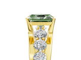 Yellow gold Fancy Green Radiant  Brilliant Solitaire with Side Stones on a Pave Band and Four-Prong Setting_29