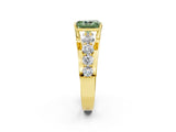 Yellow gold Fancy Green Radiant  Brilliant Solitaire with Side Stones on a Pave Band and Four-Prong Setting_56