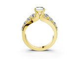Yellow gold Fancy Green Radiant  Brilliant Solitaire with Side Stones on a Pave Band and Four-Prong Setting_57