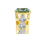 Yellow gold Fancy Green Radiant  Brilliant Solitaire with Side Stones on a Pave Band and Four-Prong Setting_59