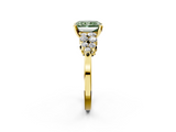 Yellow gold Fancy Green Radiant  Cluster Diamond Engagement Ring with Pavé Band and Four-Prong Setting_54