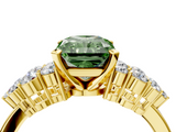 Yellow gold Fancy Green Radiant  Cluster Diamond Engagement Ring with Pavé Band and Four-Prong Setting_56