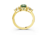 Yellow gold Fancy Green Radiant Cut Brilliant Diamond Cluster Accent Solitaire Ring with Prong Setting_3