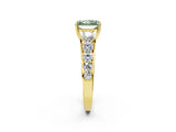 Yellow gold Fancy Green Radiant Cut Brilliant Diamond Pavé Band with Six-Prong Setting_2