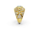 Yellow gold Fancy Green Radiant Cut Brilliant Halo Pave Diamond Milgrain Ring_2