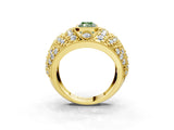 Yellow gold Fancy Green Radiant Cut Brilliant Halo Pave Diamond Milgrain Ring_3