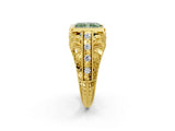 Yellow gold Fancy Green Radiant Cut Brilliant Milgrain Filigree Diamond Ring with Square Prong Setting_2
