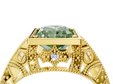 Yellow gold Fancy Green Radiant Cut Brilliant Milgrain Filigree Diamond Ring with Square Prong Setting_4