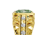 Yellow gold Fancy Green Radiant Cut Brilliant Milgrain Filigree Diamond Ring with Square Prong Setting_5