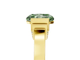 Yellow gold Fancy Green Radiant Cut Brilliant Solitaire Diamond Ring with Channel Set Band and Bar Prong Setting_5