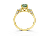 Yellow gold Fancy Green Radiant Cut Brilliant Three-Stone Pave Band with Four-Prong Setting_3