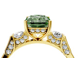 Yellow gold Fancy Green Radiant Cut Brilliant Three-Stone Pave Band with Four-Prong Setting_4