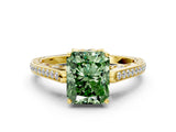 Yellow gold Fancy Green Radiant  Cut Cathedral Pave Diamond Engagement Ring with Six-Prong Setting_32