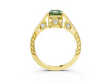 Yellow gold Fancy Green Radiant  Cut Cathedral Pave Diamond Engagement Ring with Six-Prong Setting_35