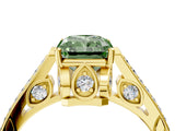 Yellow gold Fancy Green Radiant  Cut Cathedral Pave Diamond Engagement Ring with Six-Prong Setting_36