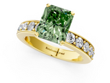 Yellow gold Fancy Green Radiant  Cut Channel Set Diamond Engagement Ring with Four-Prong Setting_205