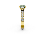 Yellow gold Fancy Green Radiant  Cut Channel Set Diamond Engagement Ring with Four-Prong Setting_206