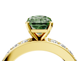 Yellow gold Fancy Green Radiant  Cut Channel Set Diamond Engagement Ring with Four-Prong Setting_208