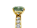 Yellow gold Fancy Green Radiant  Cut Channel Set Diamond Engagement Ring with Four-Prong Setting_209