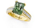 Yellow gold Fancy Green Radiant  Cut Channel Set Solitaire Engagement Ring with Prong Setting_21