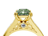 Yellow gold Fancy Green Radiant  Cut Channel Set Solitaire Engagement Ring with Prong Setting_24