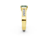 Yellow gold Fancy Green Radiant Cut Cut Channel Set Solitaire Ring with Four-Prong Setting_2