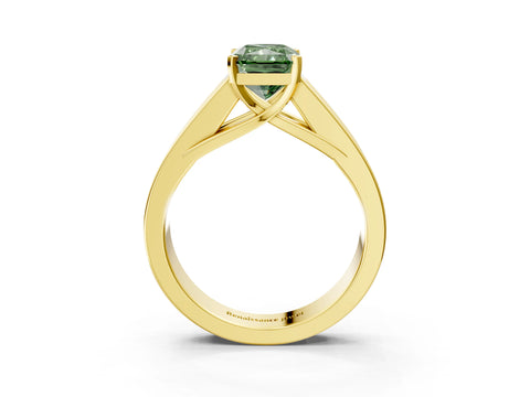 Yellow gold Fancy Green Radiant Cut Cut Channel Set Solitaire Ring with Four-Prong Setting_3