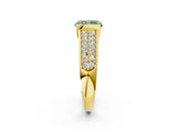 Yellow gold Fancy Green Radiant Cut Cut Diamond Channel Set Pave Band with Tension Prong Setting_2