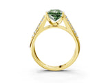Yellow gold Fancy Green Radiant Cut Cut Diamond Channel Set Pave Band with Tension Prong Setting_3