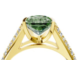 Yellow gold Fancy Green Radiant Cut Cut Diamond Channel Set Pave Band with Tension Prong Setting_4