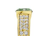 Yellow gold Fancy Green Radiant Cut Cut Diamond Channel Set Pave Band with Tension Prong Setting_5