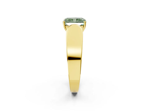 Yellow gold Fancy Green Radiant Cut Cut Diamond Channel Set Solitaire Ring with Four-Prong Setting_2