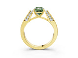 Yellow gold Fancy Green Radiant Cut Cut Diamond Channel Set Solitaire Ring with Four-Prong Setting_3