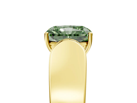 Yellow gold Fancy Green Radiant Cut Cut Diamond Channel Set Solitaire Ring with Four-Prong Setting_5