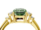 Yellow gold Fancy Green Radiant Cut Cut Diamond Cluster Ring with Solitaire Band and Four-Prong Setting_4