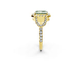 Yellow gold Fancy Green Radiant Cut Cut Diamond Halo Engagement Ring with Open Split Pavé Band_2